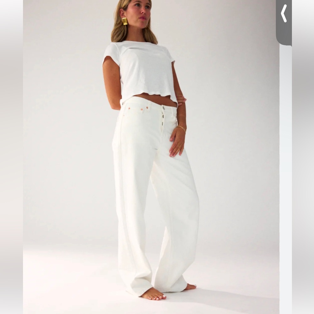 Parke baggy straight white jeans